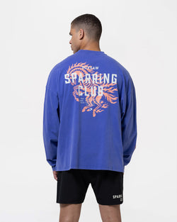 Sparring Club Fire Horse Long Sleeve T-Shirt - Washed Blue