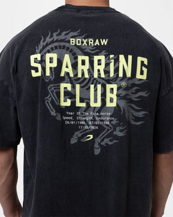 Sparring Club Fire Horse Oversized T-Shirt - Washed Black